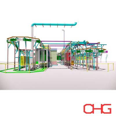 Ligne de prétraitement automatique par trempage et pulvérisation pour électrophorèse/revêtement électrophorétique Méthode avancée de revêtement en poudre