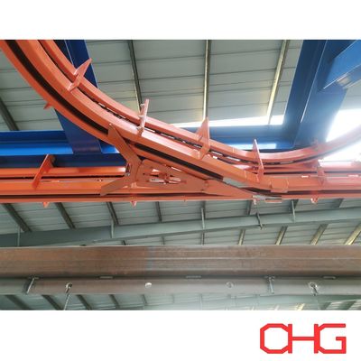 Données techniques personnalisées du système de convoyeur aérien motorisé et libre dans une ligne de revêtement par poudre